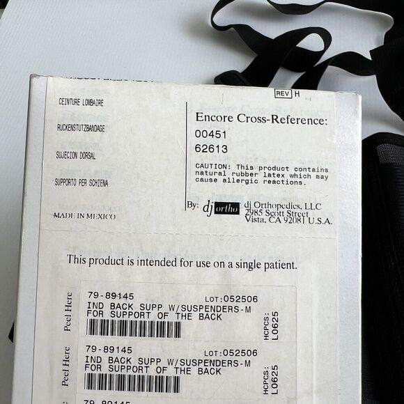 DJ Orthopedics Procare 79-89145 Medium Industrial Back Support Suspenders BLACK - Picture 6 of 6